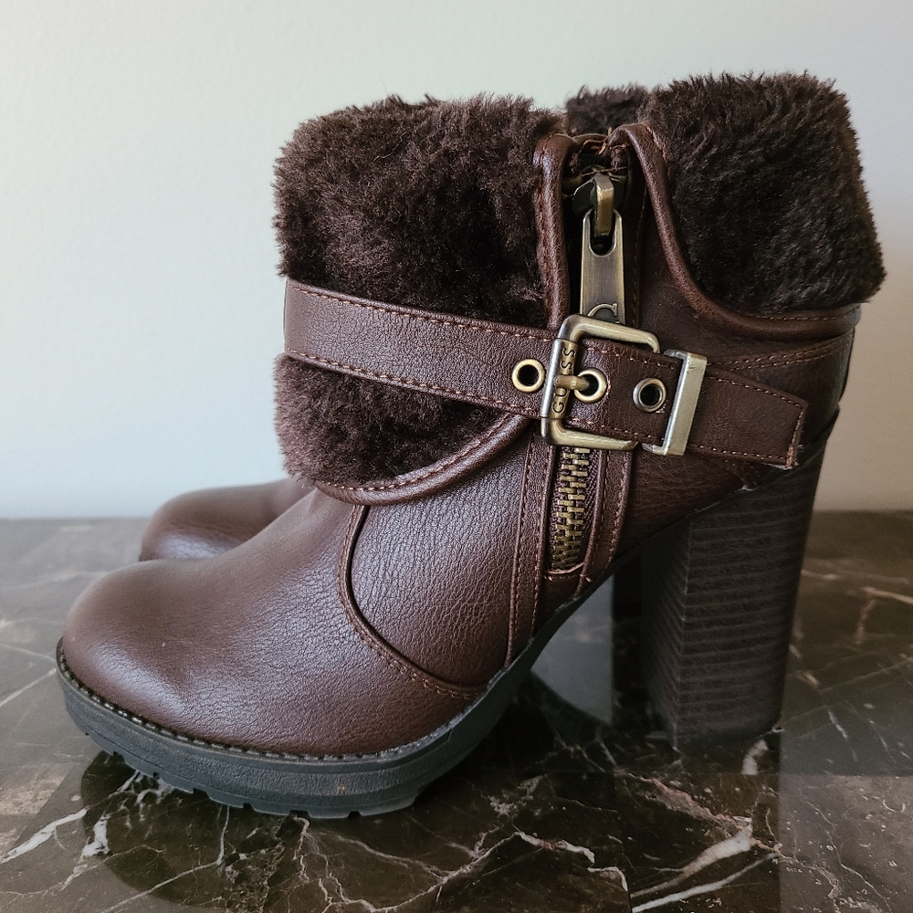 Guess Faux Fur Leather Boots